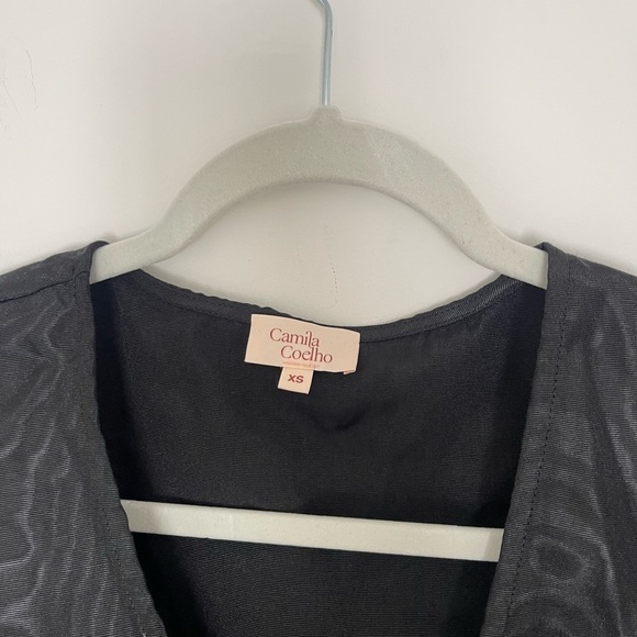 NWT Camila Coelho Micaela Black cap sleeve Crop Top xs - Picture 9 of 9